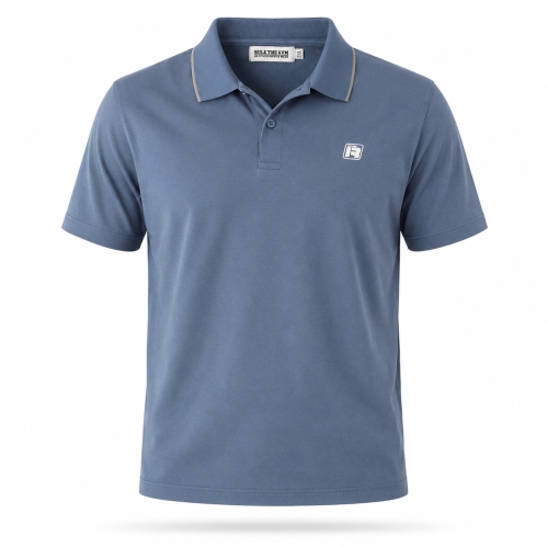 Polo-Shirt | R-Logo | Cotton | jeans-blau