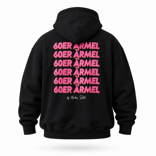 Hoodie-Pullover | 60er Ärmel | schwarz