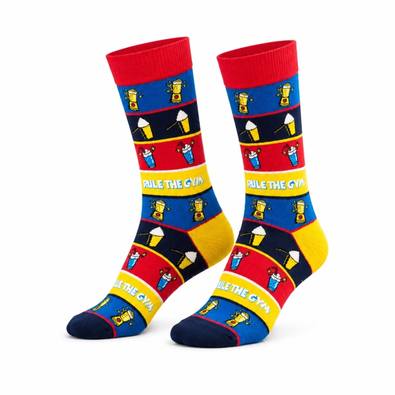 Socken | Motiv: Protein-Shake | Farbig
