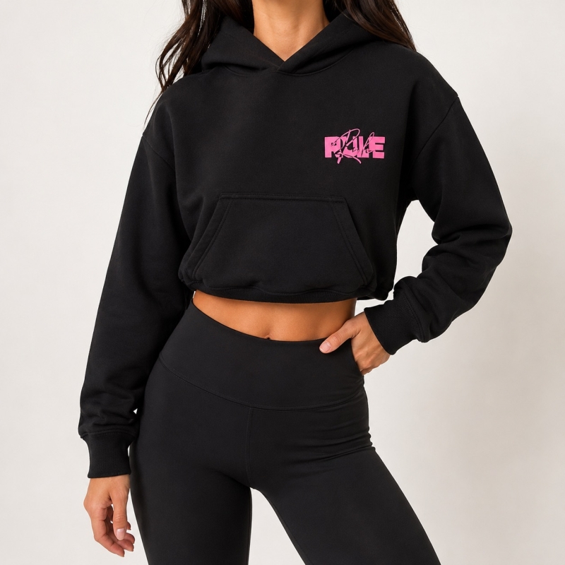 Hoodie-Pullover | Frauen | 60er Ärmel | schwarz