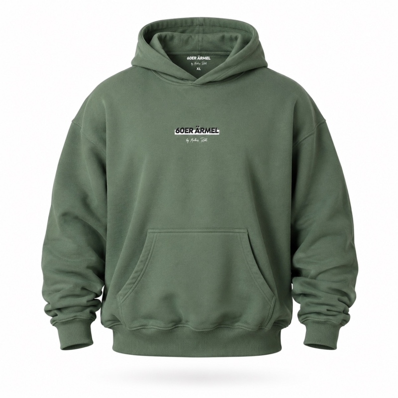 Hoodie-Pullover | 60er Ärmel | grün