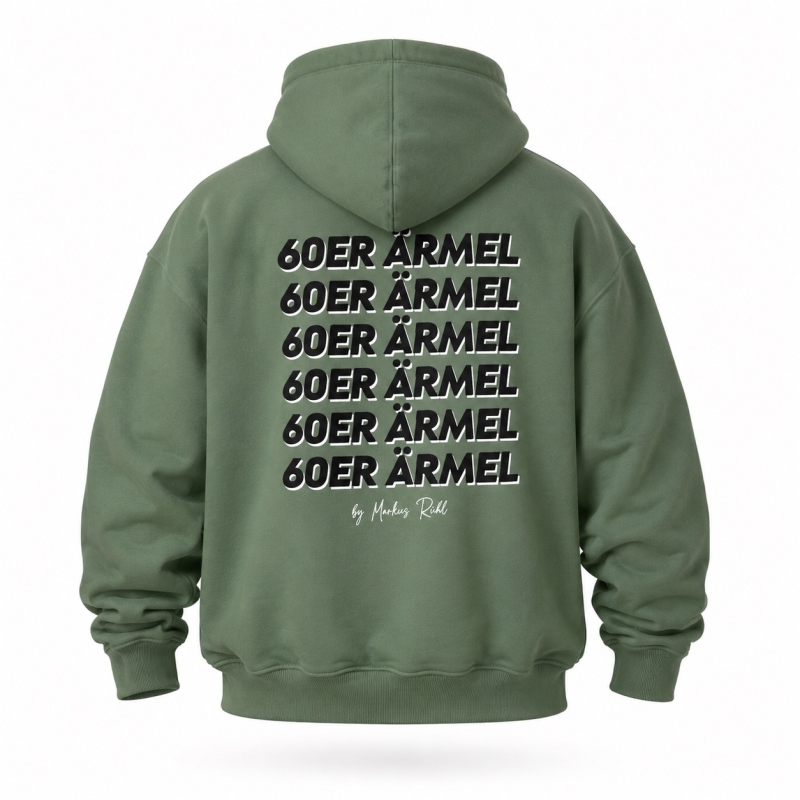 Hoodie-Pullover | 60er Ärmel | grün