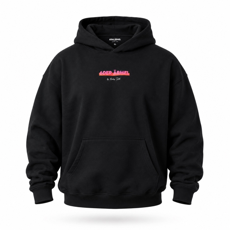 Hoodie-Pullover | 60er Ärmel | schwarz