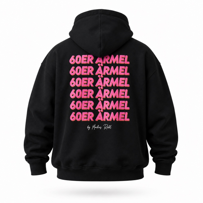 Hoodie-Pullover | 60er Ärmel | schwarz