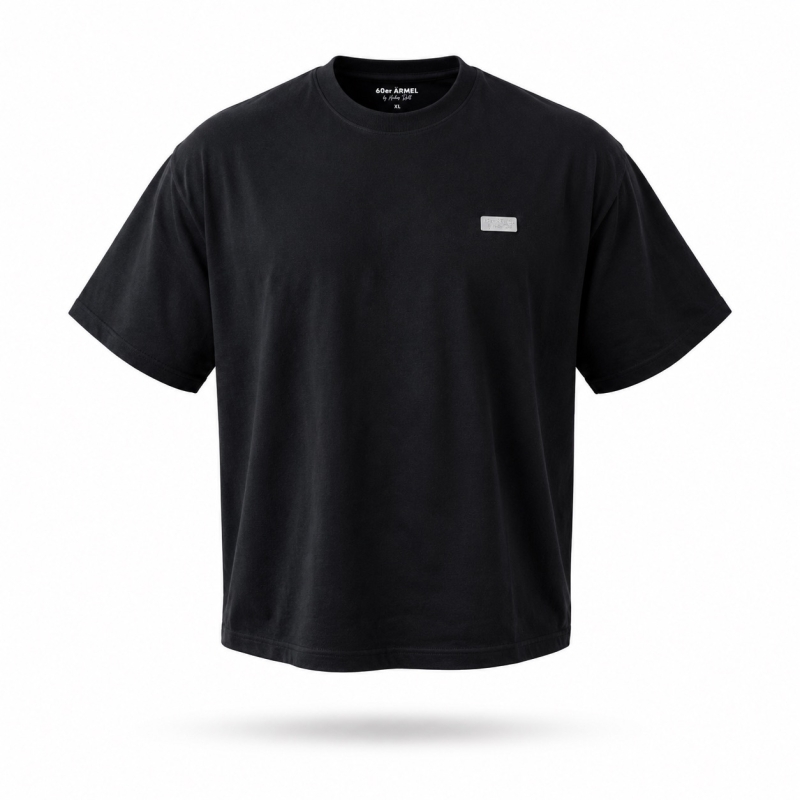 Shirt | 60er Ärmel | Metall-Logo | schwarz